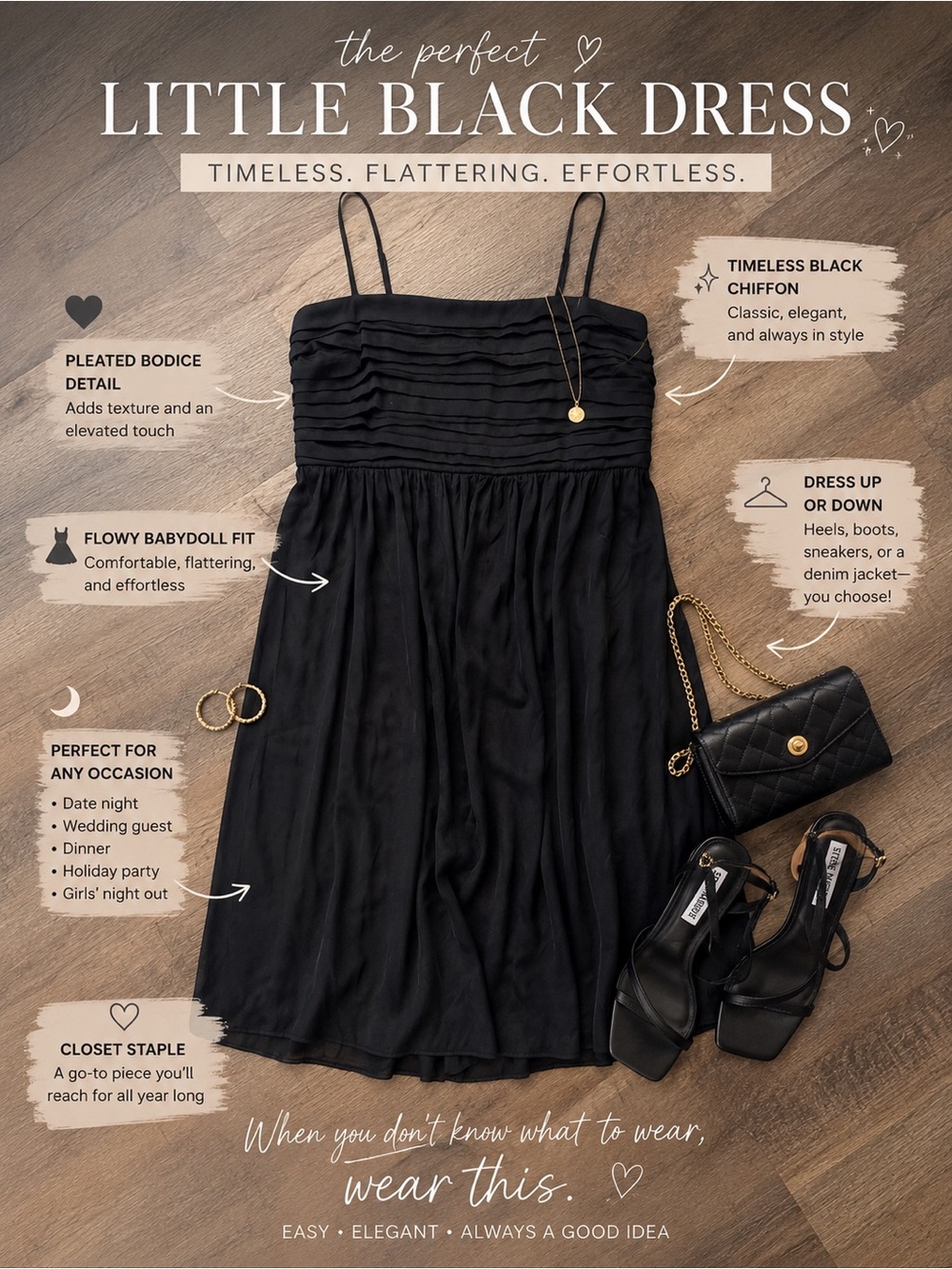 Abercrombie & Fitch Black Chiffon Spaghetti-Strap Midi Dress with Pleated Bodice